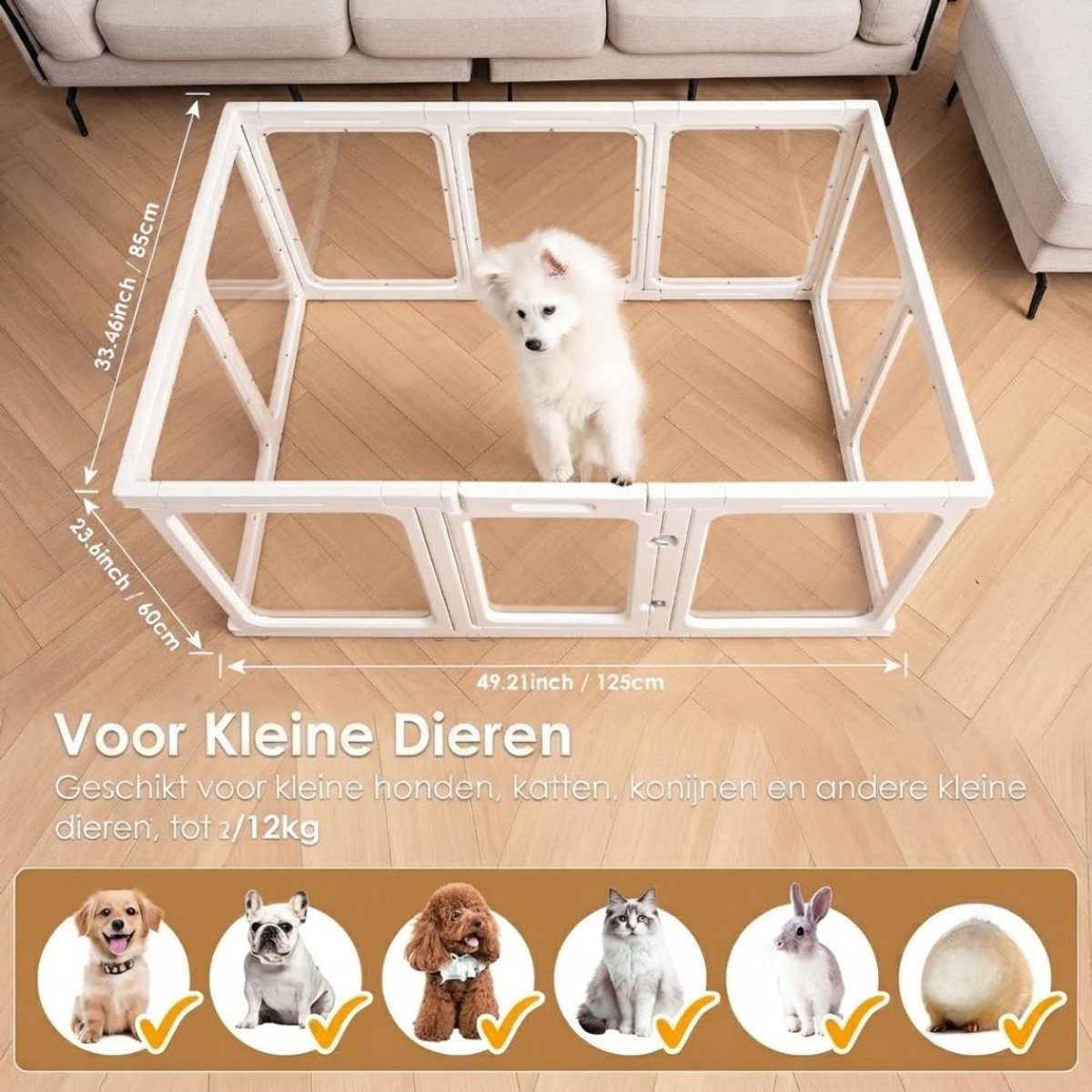 LNMsolutions® Puppyren - Puppyren Binnen - Opvouwbaar - Zwart - 125cm x 85cm x 60cm
