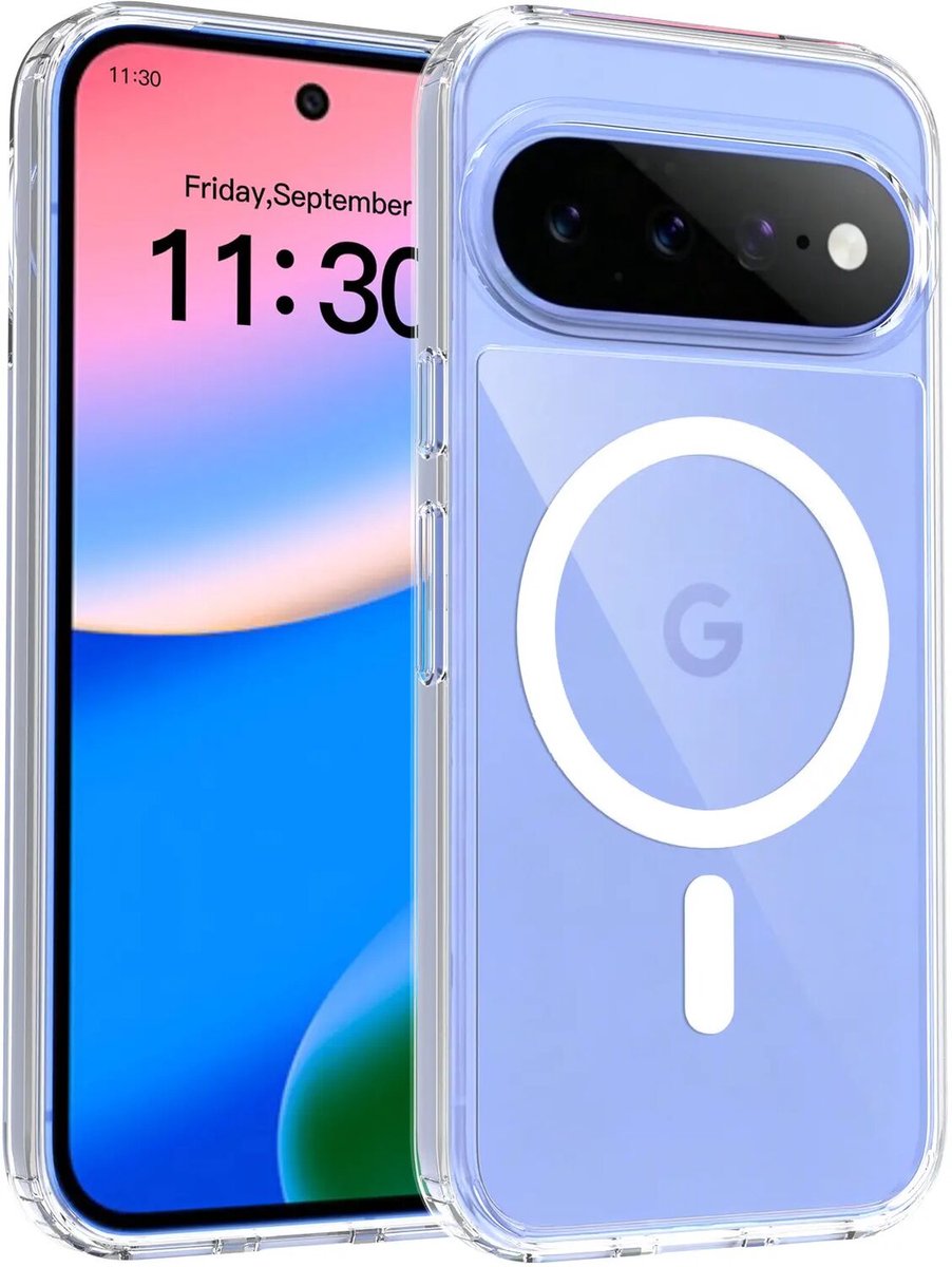 Hoesje Geschikt voor Google Pixel 11 - Compatibel met MagSafe / Qi2 - Hard Back Cover met Magneet - Transparant