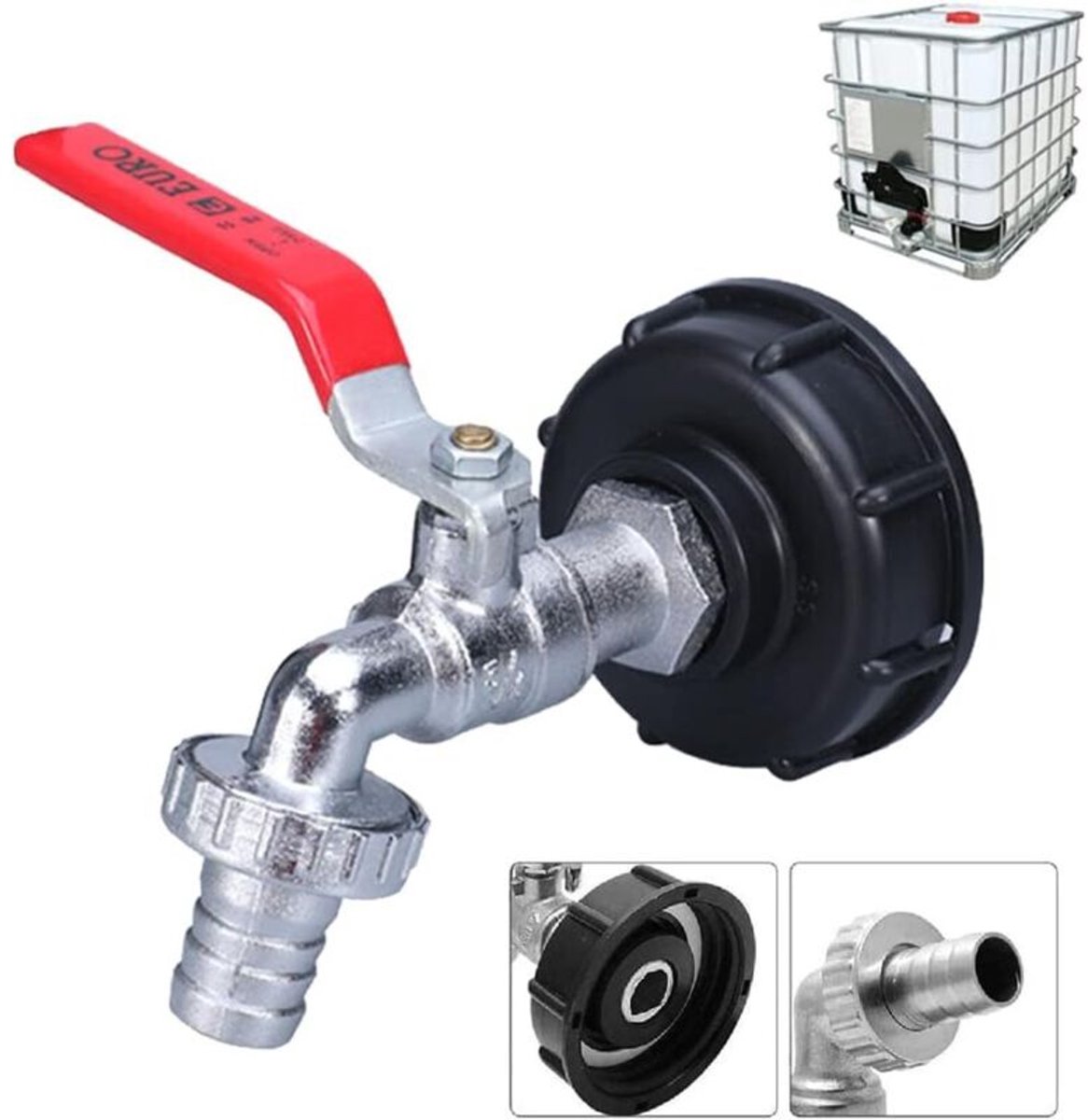 3/4 inch schroefdraad watertankadapter, 1000 liter regenwateropvangkraan, wateruitlaat, ventiel, tuinslangkraan