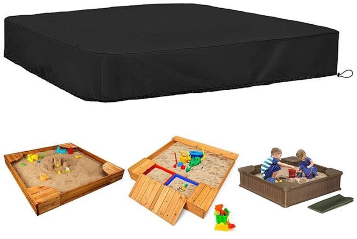 Waterdichte vierkante beschermhoes geschikt voor zandbakken, geschikt voor trekkoord, 190T, 150 x 150 x 20 cm