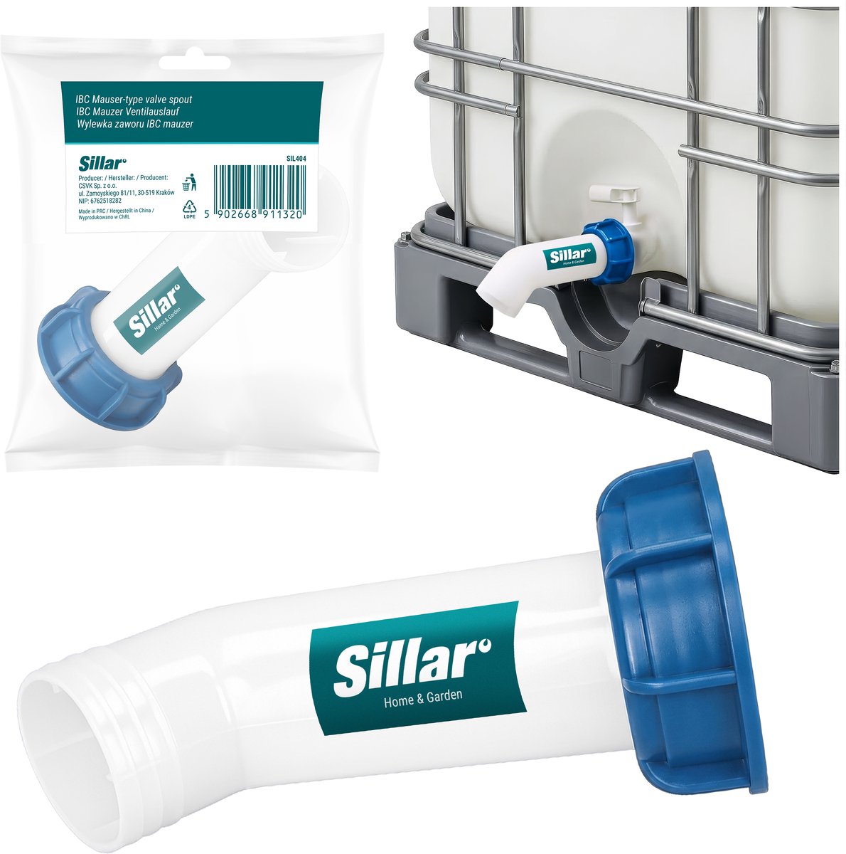 Sillar IBC uitloopstuk - S60x6 draad - adapter voor IBC, Mauzer watertanks - 145 mm - 1stk