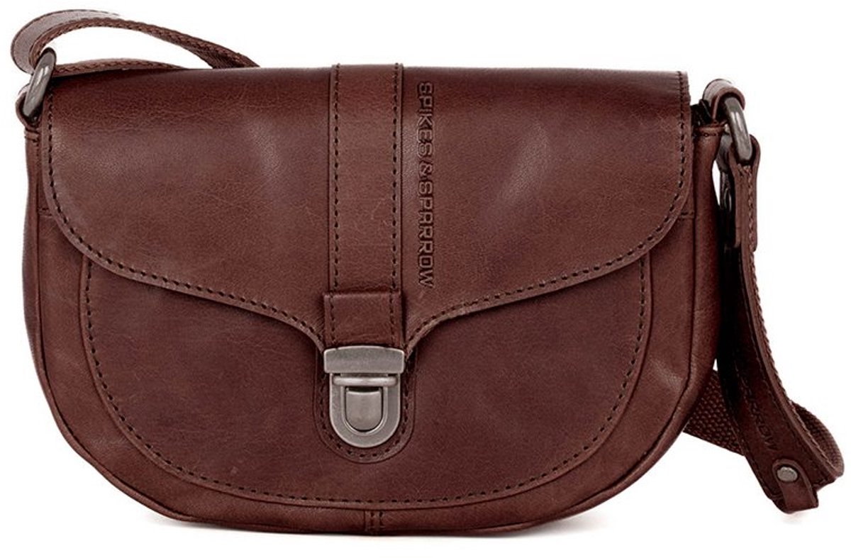 Leren Crossbodytas met klep - Iris - Donkerbruin