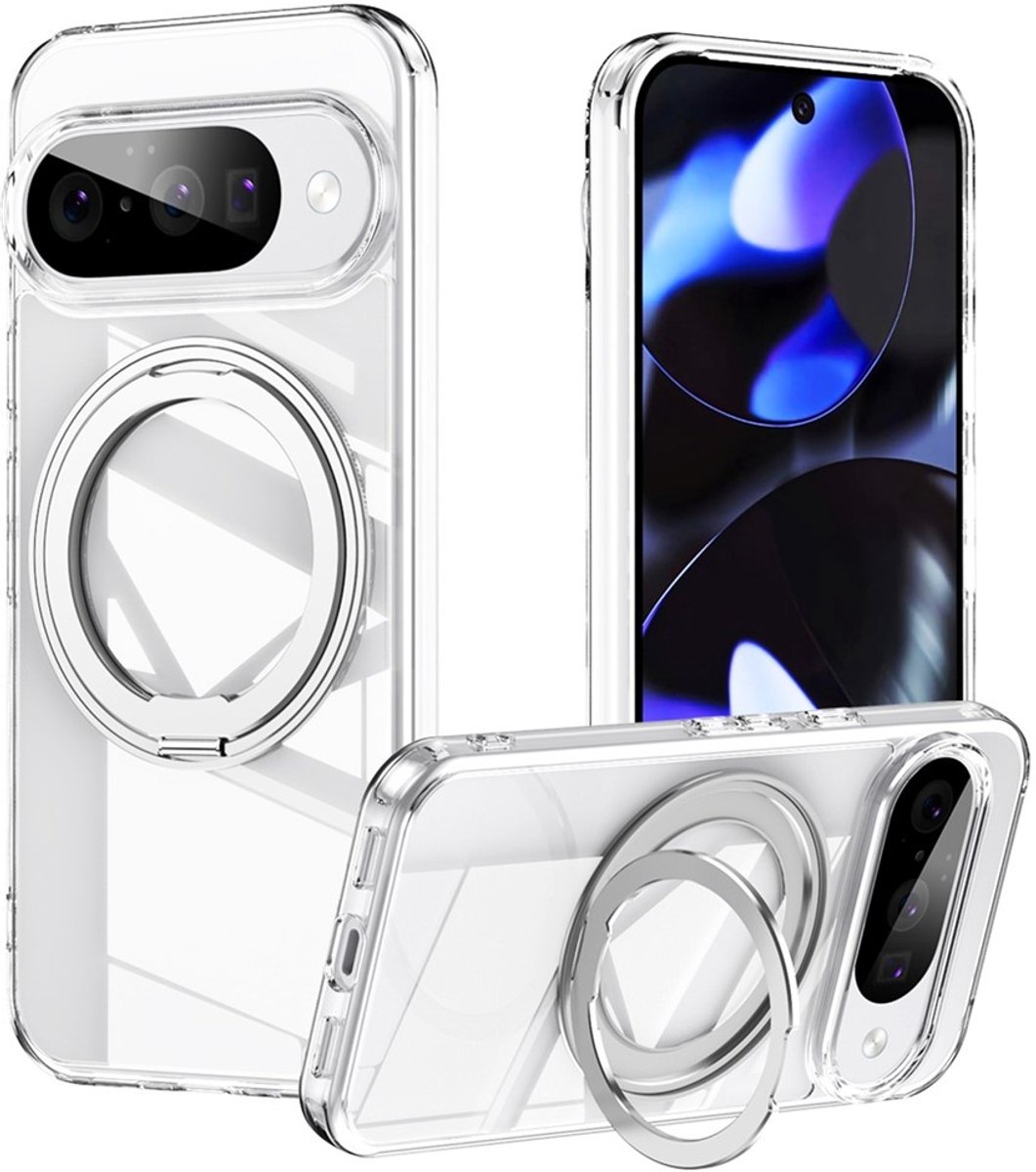 Coverup Hoesje - Geschikt voor Google Pixel 11 / 11 Pro Hoesje - Coverup TPU Back Cover met 360° MagSafe Ring Kickstand - Transparant