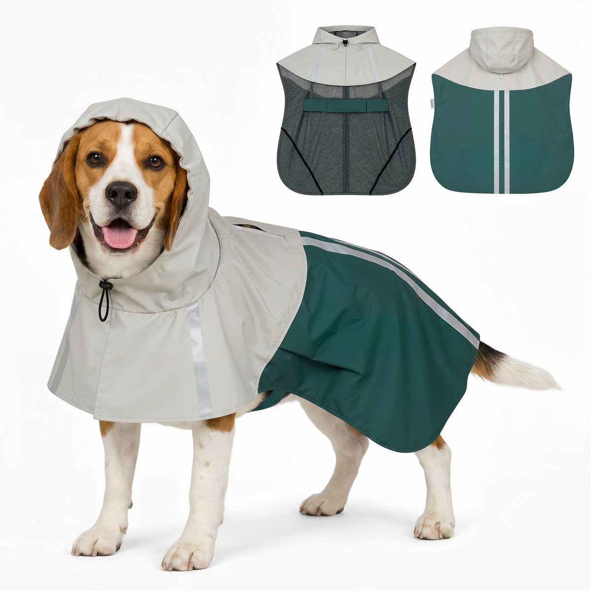 PawHut Pet Raincoat-Kunstleder , Mesh-88L x 59B x 0,5H cm-Grün