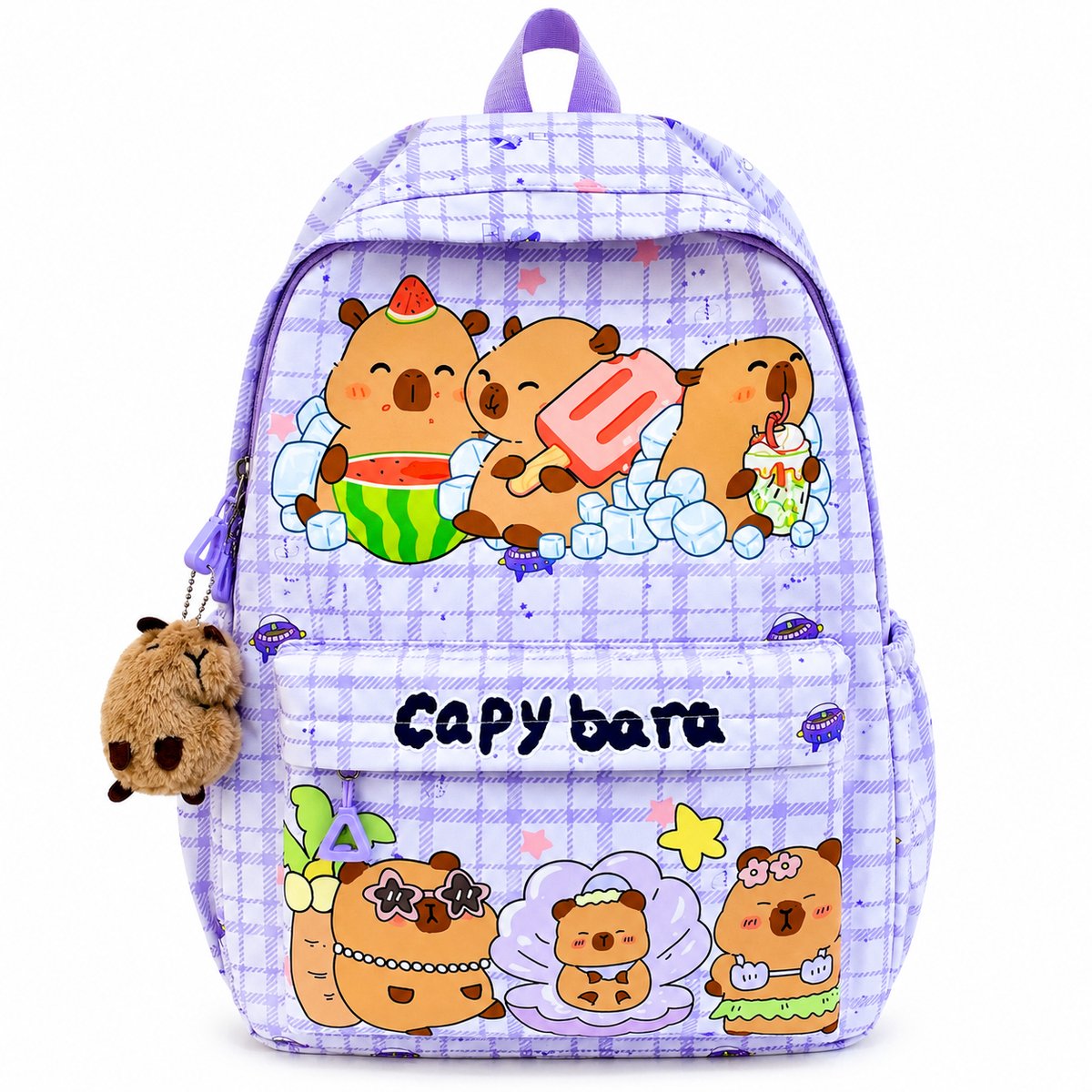 Casalora Rugzak—Capybara Rugzak—Studentenrugzak—【includes a Capybara charm】—Unisex—（Groep 3–8）— Hoogte 42 cm