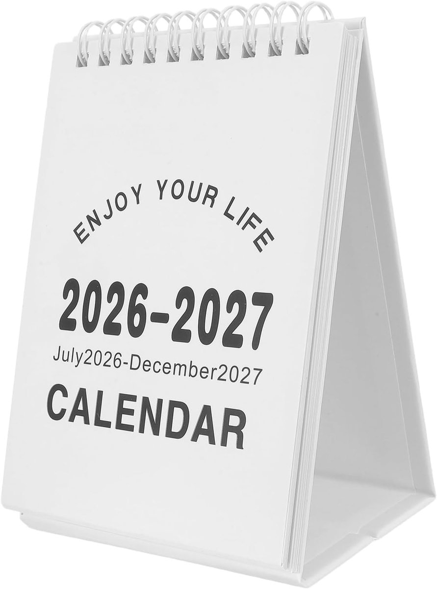 Mini Bureaukalender 2026-2027 - Staande Flip Maandkalender - Dik Papier - Twin-Wire Binding - Geschikt voor Kantoor en Thuis - Compact Ontwerp - Overzichtelijke Maandweergave - Jaaroverzicht - Praktisch en Stijlvol