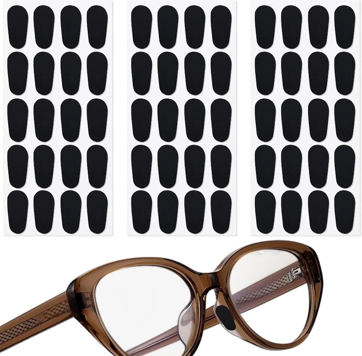 Neuspads voor brillen - 30 paar - Siliconen Neuspads - Neuskussen Bril - Soft Bescherming Bril - Antislip neuspads voor brille - Zelfklevend - Neusvleugels voor Bril - Voor Brillen, Zonnebrillen, Leesbrillen - Vervangbare Neuspads - Zwart
