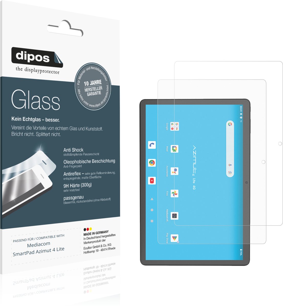 dipos – 2x Matte Pantserfolie geschikt voor Mediacom SmartPad Azimut 4 Lite | 9H Screenprotector