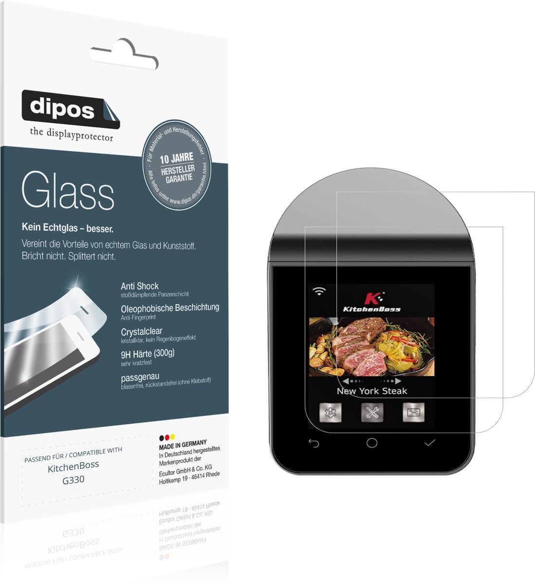 dipos – 2x Pantserfolie geschikt voor KitchenBoss G330 | 9H Screenprotector