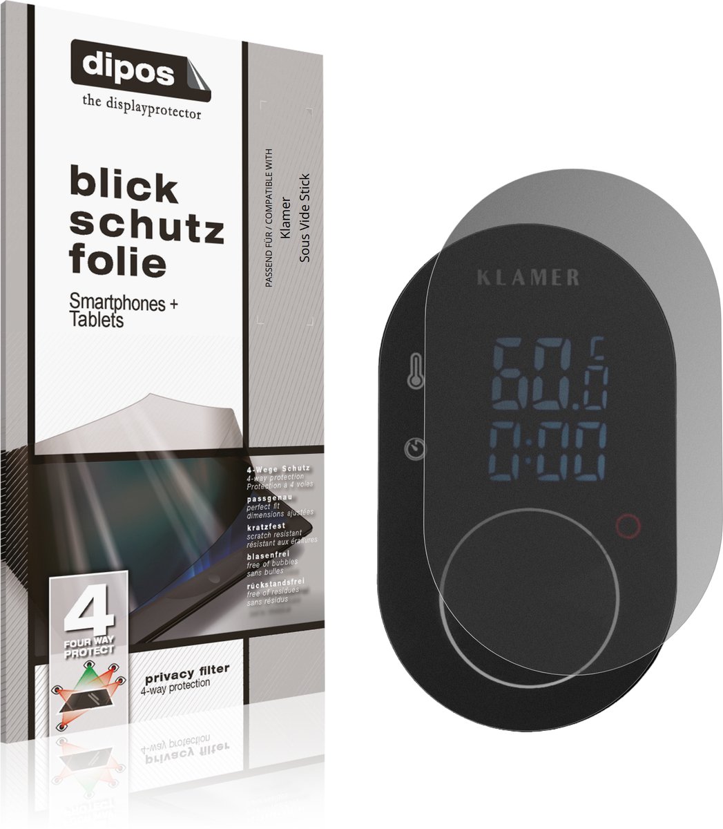 dipos – Matte Privacy Screenprotector geschikt voor Klamer Sous Vide Stick | Anti-Spy Beschermfolie