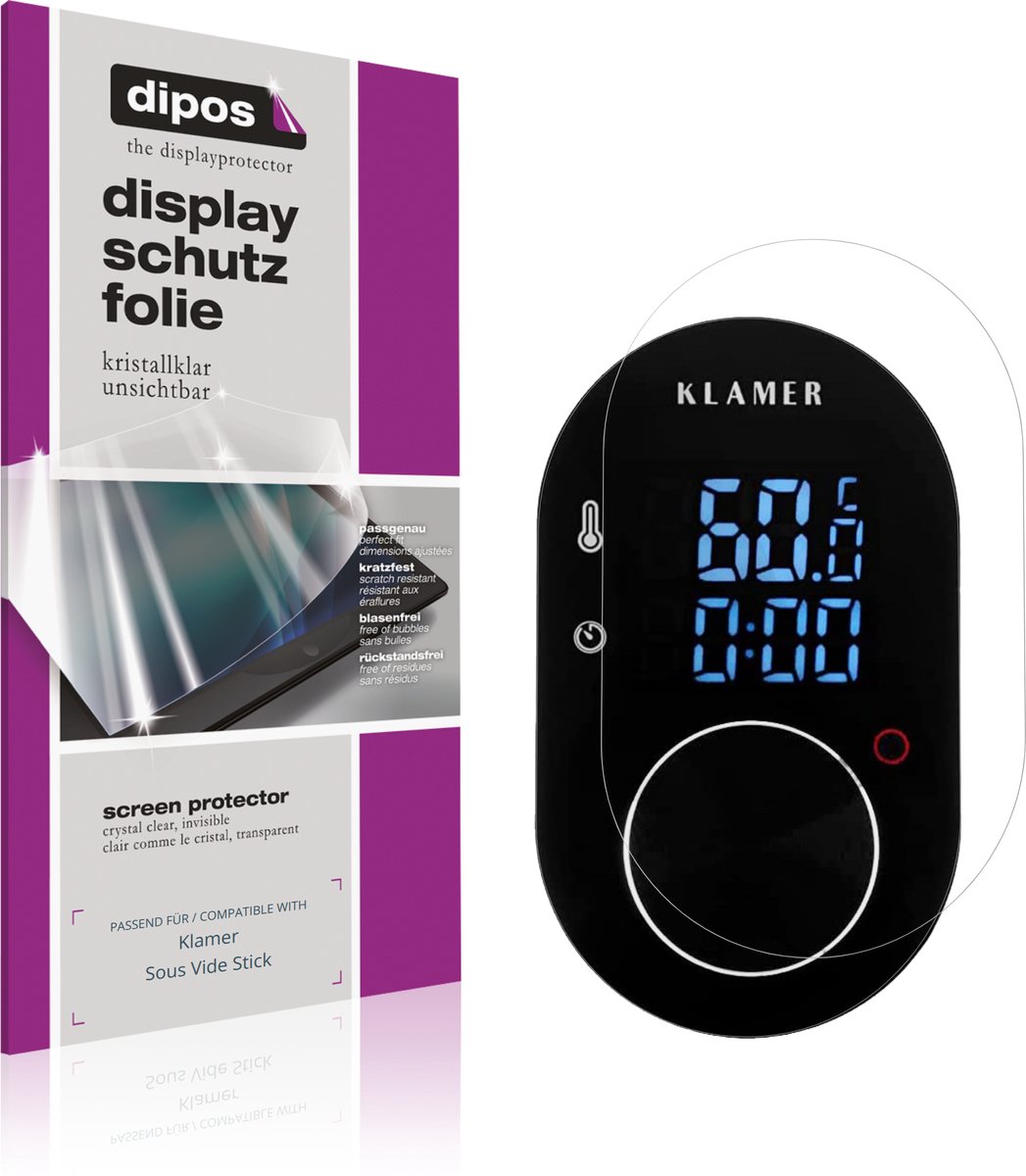 dipos – 4x Beschermfolie geschikt voor Klamer Sous Vide Stick | Krasbestendige & heldere Screenprotector Ultra-Thin