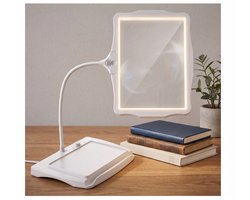 Leesloep met Verlichting en Standaard - 10x Vergroting - Oplaadbaar - 50 LED Dimbaar - Loeplamp met Flexibele Zwanenhals - Handsfree Vergrootglas voor Senioren, Lezen, Handwerken & Hobby - Wit