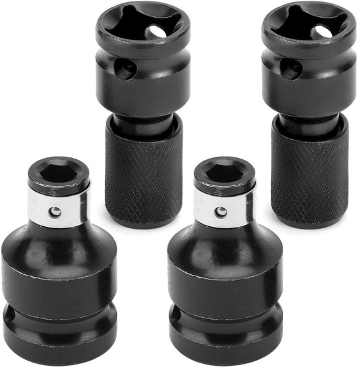 Adapters voor slagmoersleutelbits - 1/2 inch - Koolstofstaal - Veiligheidsklem - Multifunctioneel - Duurzaam - Eenvoudige installatie - Handige set van 4 adapters