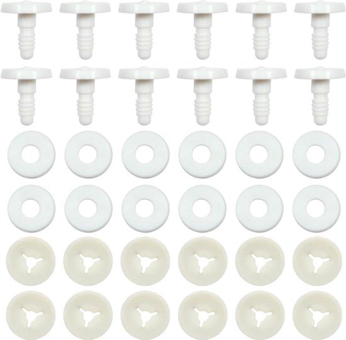 20 sets Veiligheidsgewrichten met Sluitringen 25 mm - Wit Kunststof Dierengewrichten - Marionet Haakdieren - Knutselbenodigdheden