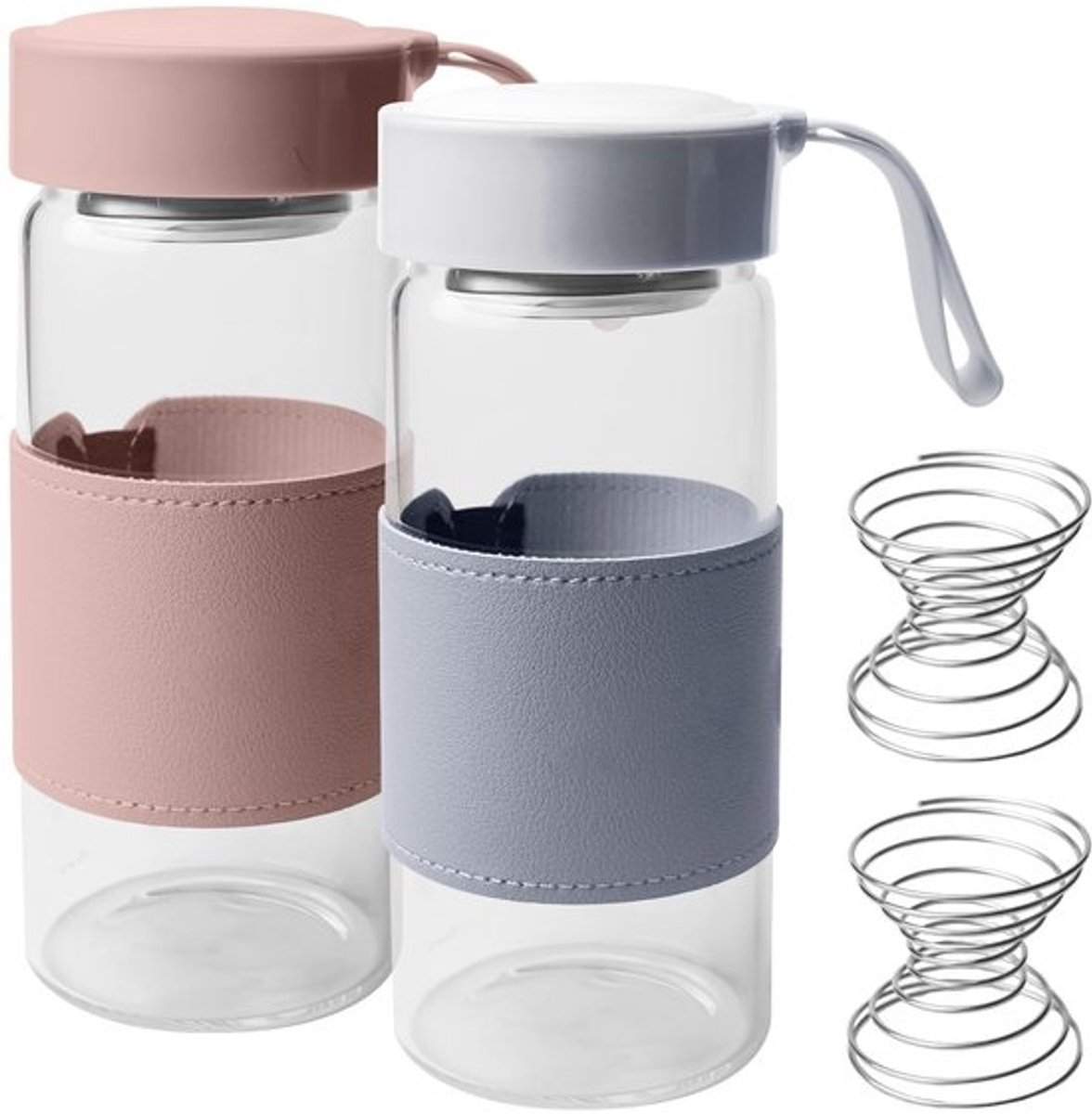 Shaker Bottle Set - Set van 2 - 480 ml - BPA Vrij - Ideaal voor eiwitdranken - Perfect voor fitness - Handig voor onderweg - Transparant ...