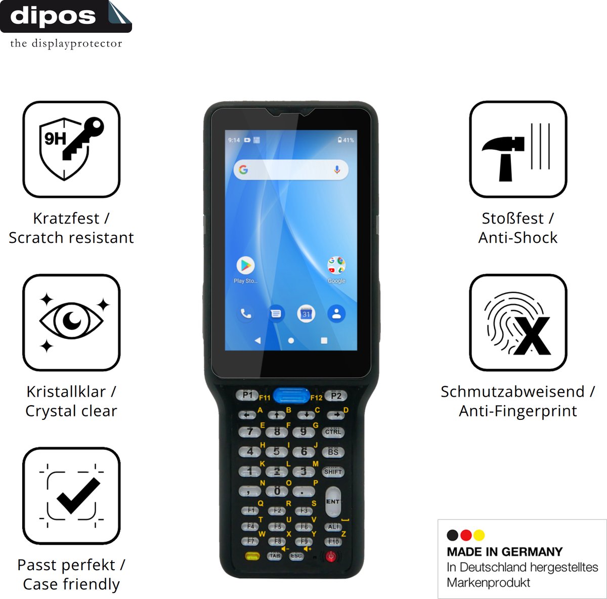 dipos – 2x Pantserfolie geschikt voor Unitech HT730 | 9H Screenprotector
