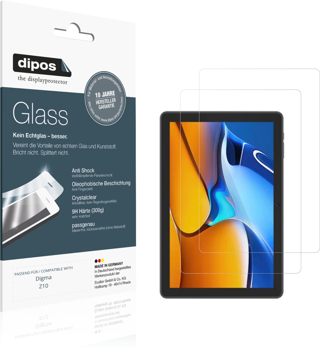 dipos – 2x Pantserfolie geschikt voor Digma Z10 | 9H Screenprotector