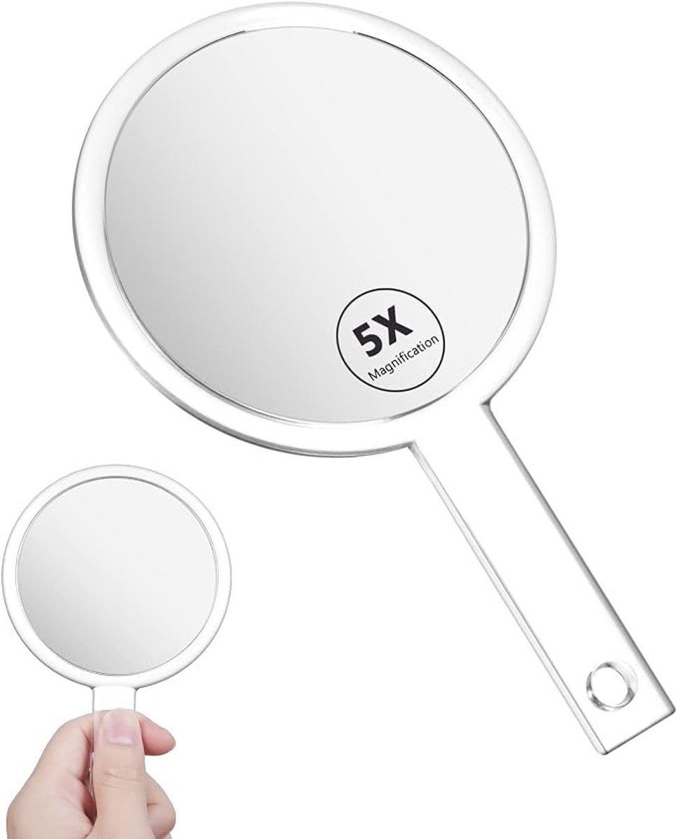 Zelora Dubbelzijdige Vergrootspiegel 1X/5X - Draagbare Make-up Spiegel voor Reis en Thuis