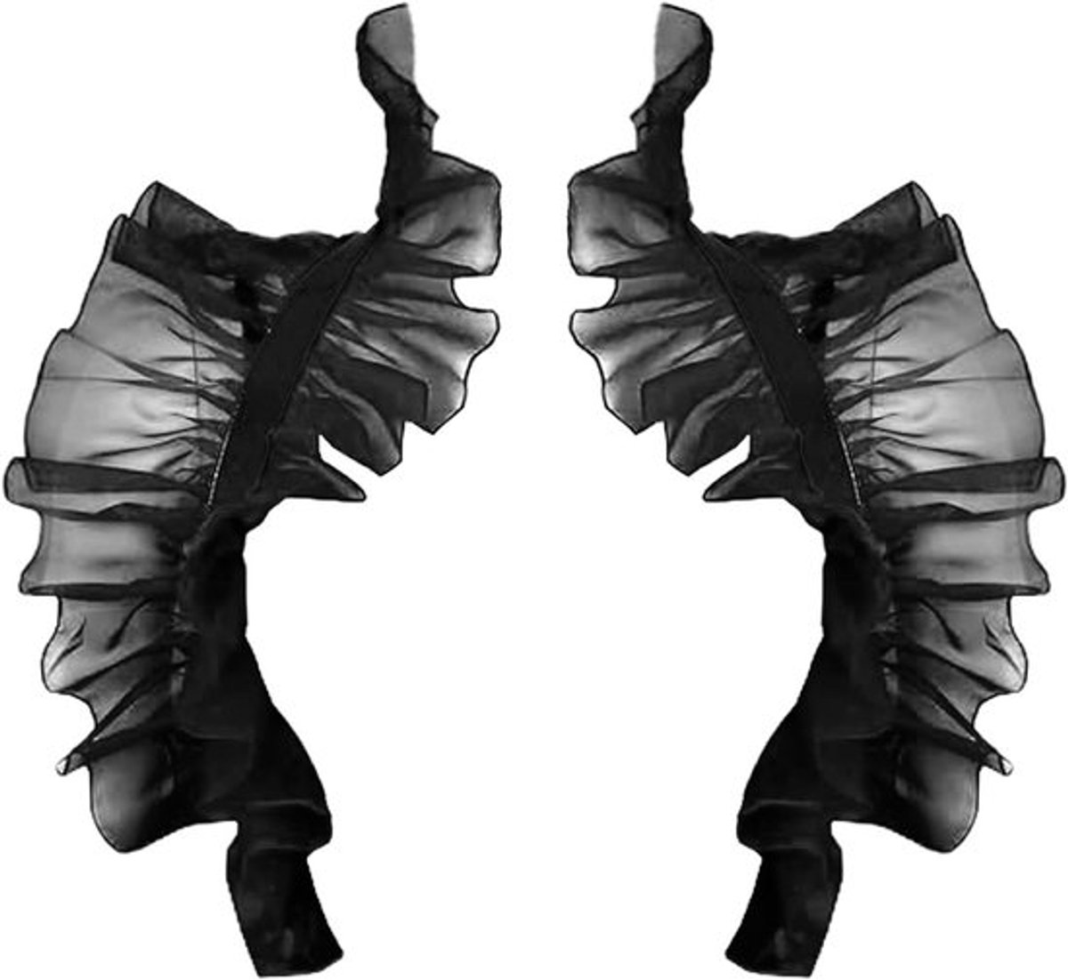 Elegante Zwarte Mesh Cape Sjaal voor Halloween Kostuum Accessoire met Kraag voor Feest en Carnaval