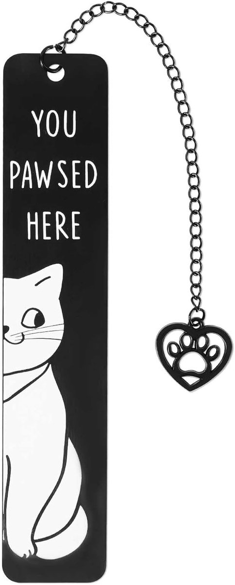 Schattige katten boekenlegger voor kattenliefhebbers, unieke cadeau-ideeën voor lezen, met kattenpoot hart hanger en duurzame zinklegering