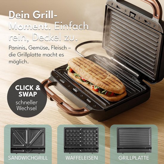 3-in-1 Tosti-ijzer 750W - Wafelijzer, Contactgrill en Sandwichmaker - 3 Verwisselbare Uitneembare Platen - Voor Tosti, Panini, Wafels en Grillen — afbeelding 4