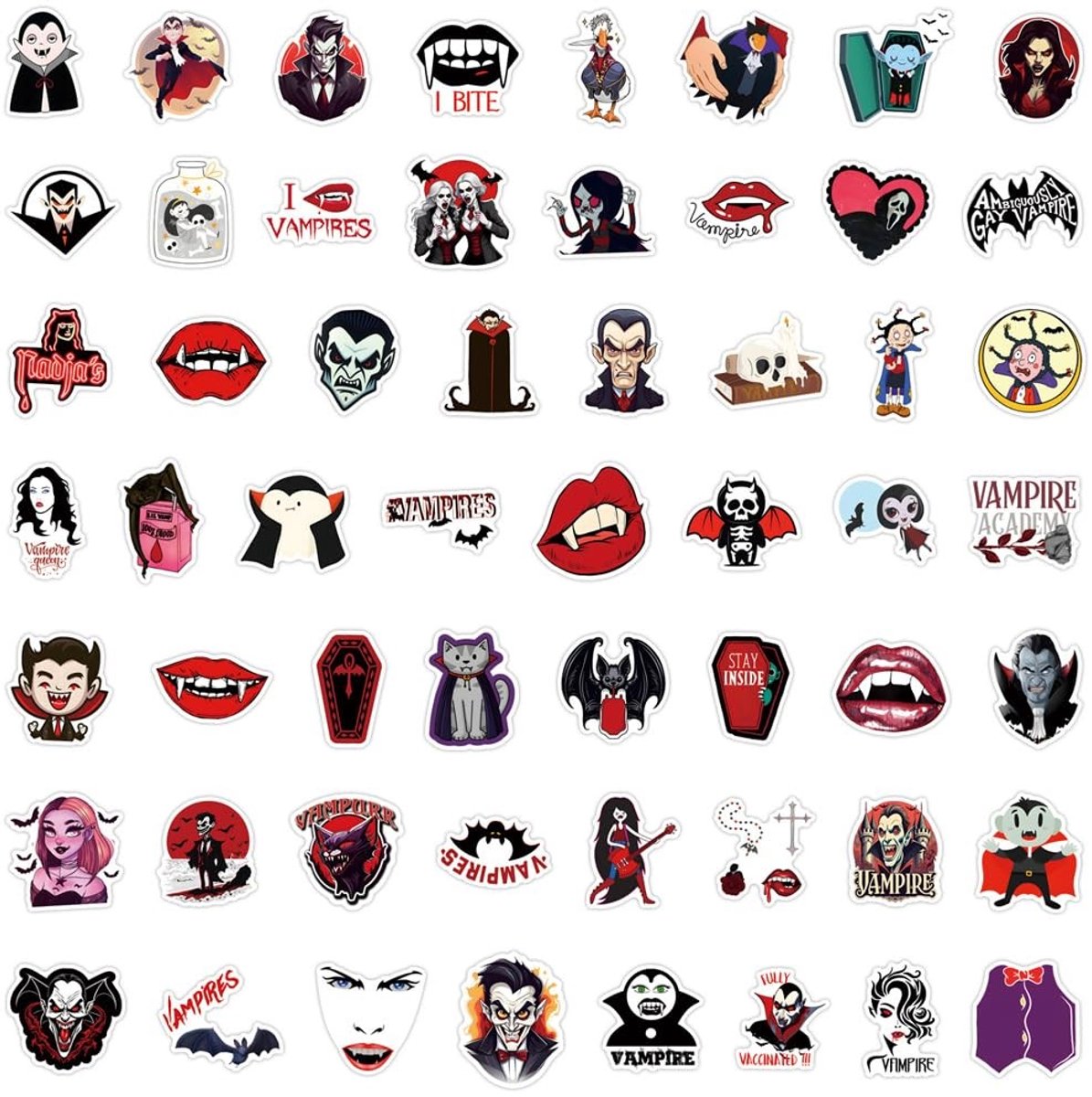 Solidchoice - Set van 55 Vampier Stickers voor Laptop en Skateboard