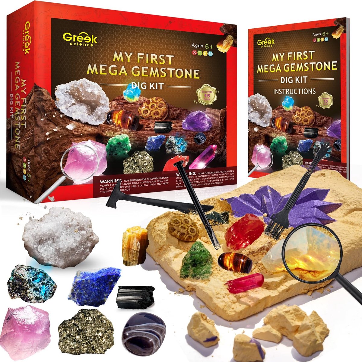 Solidchoice - Excavatie Set met 15 Echte Edelstenen voor Kinderen