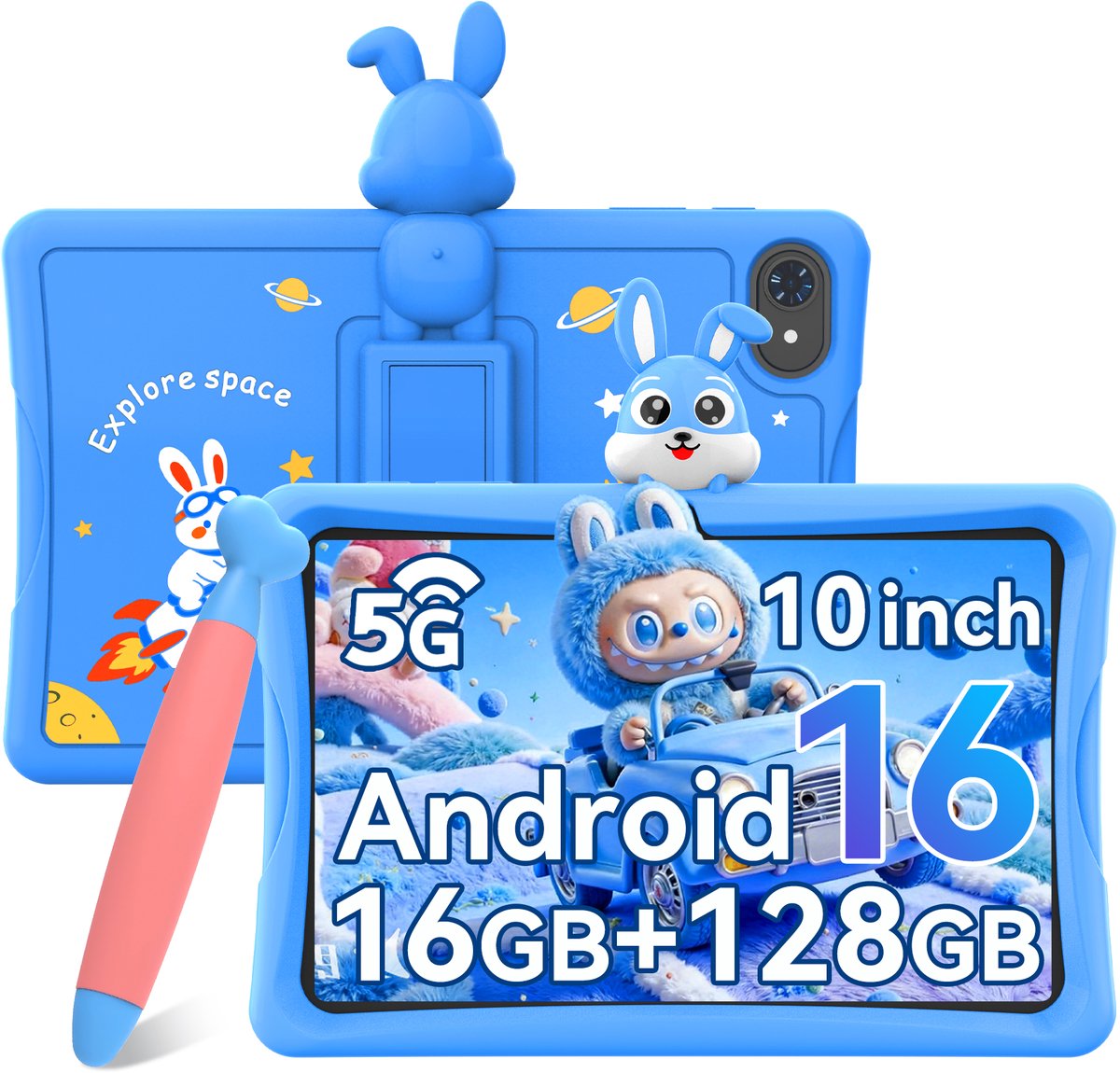 ExcitPower K10 - Tablet - 16GB RAM - 128GB ROM - 10.1 Inch - 5000mAh - Blauw