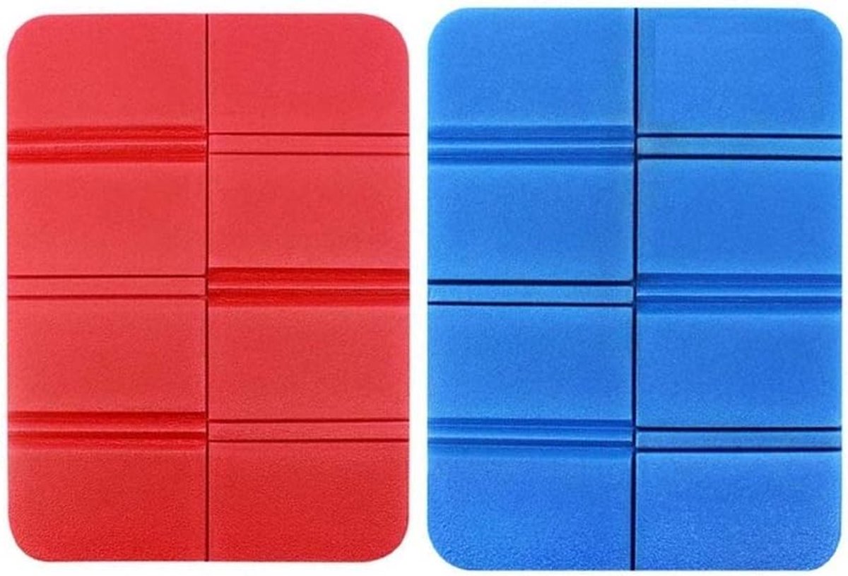 2 Stuks Opvouwbare Zitkussens voor Buiten - Waterdicht en Isolerend Thermo Kussen - Ideaal voor Camping - Picknick, Tuin en Wandelen (Blauw en Rood)