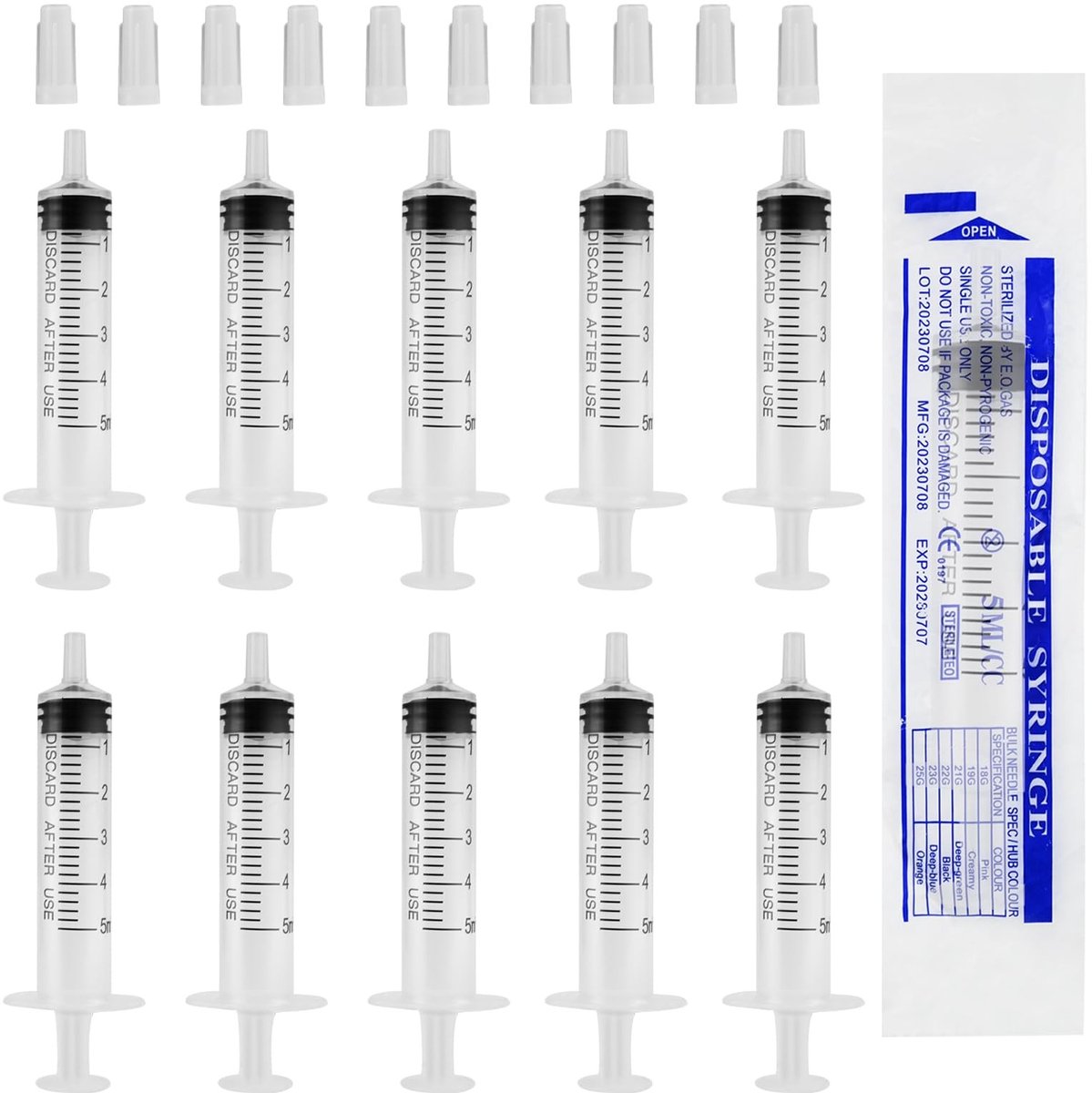 Solidchoice - Set van 32 Kunststof Spuiten met Afdichtkappen 5ml