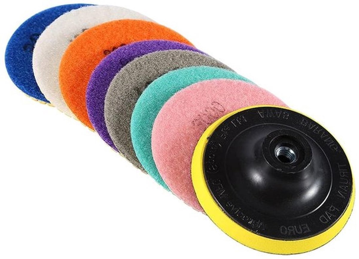 Wet & Dry Polijstpads Schijvenset voor Beton Travertijn Graniet Marmer - 50 tot 3000 Grit - Professionele Set met Hoogglans-resultaat