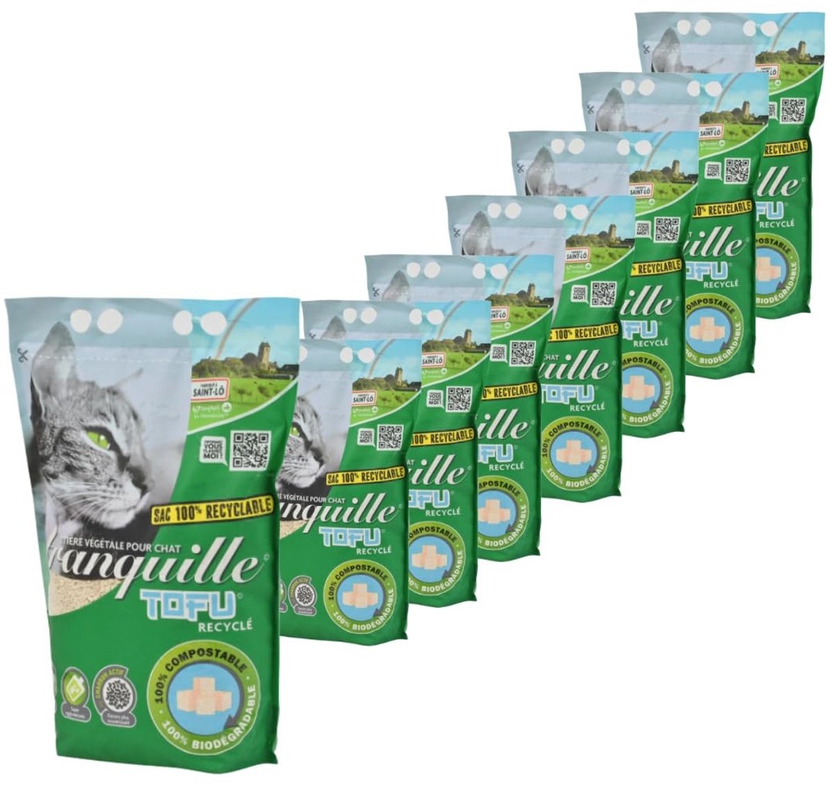 Solidchoice - Tofu Kattenbakvulling van Gerecyclede Chips, 4L (8 Stuks)