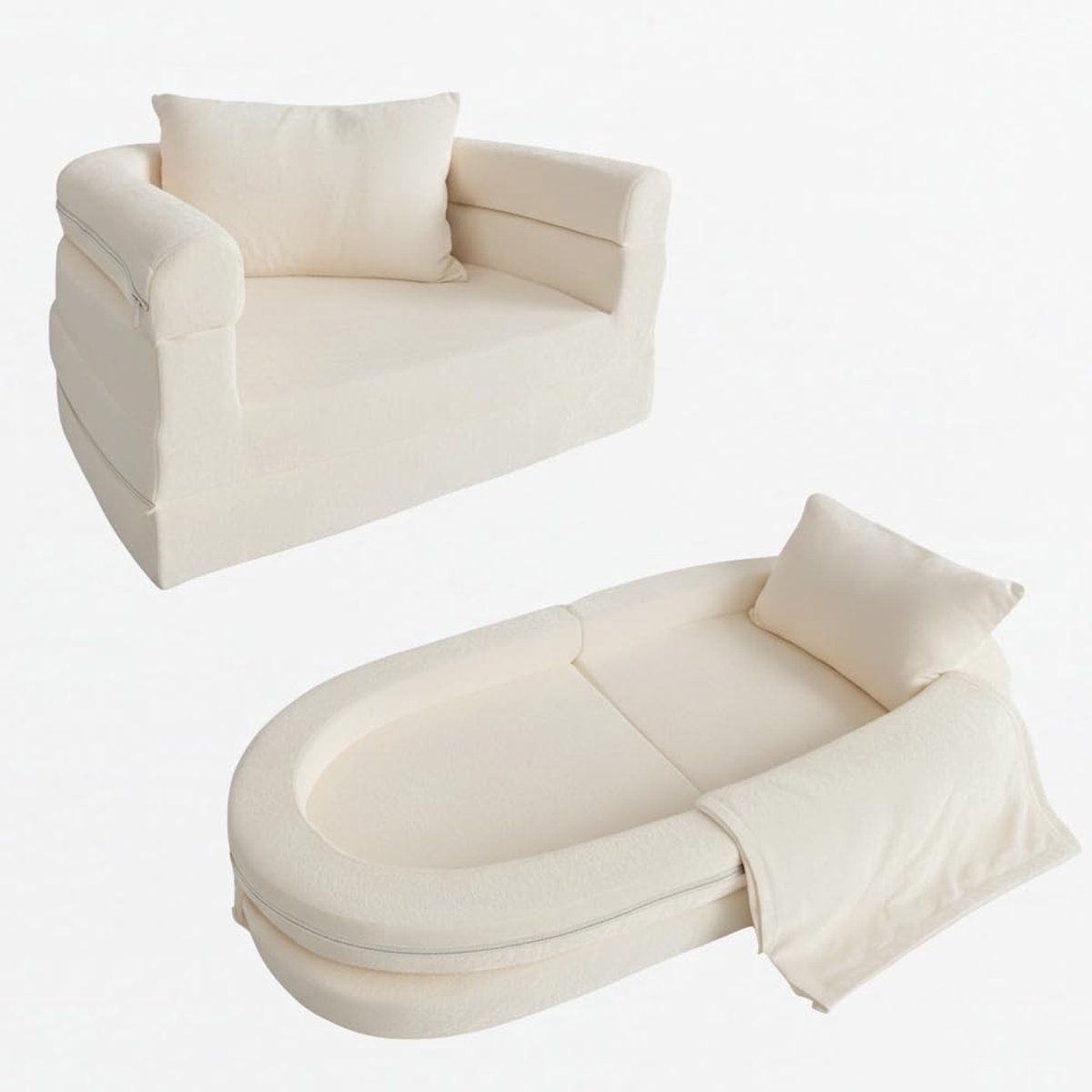 Solidchoice - 3-in-1 Kinder Sofa met Dekentje en Kussen, Voor Binnen