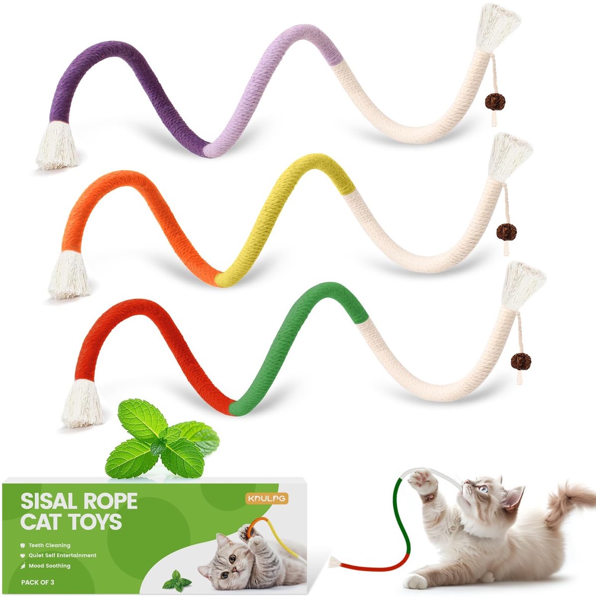 Solidchoice - Natuurlijke Catnip Kaukoord voor Katten - 3 Stuks