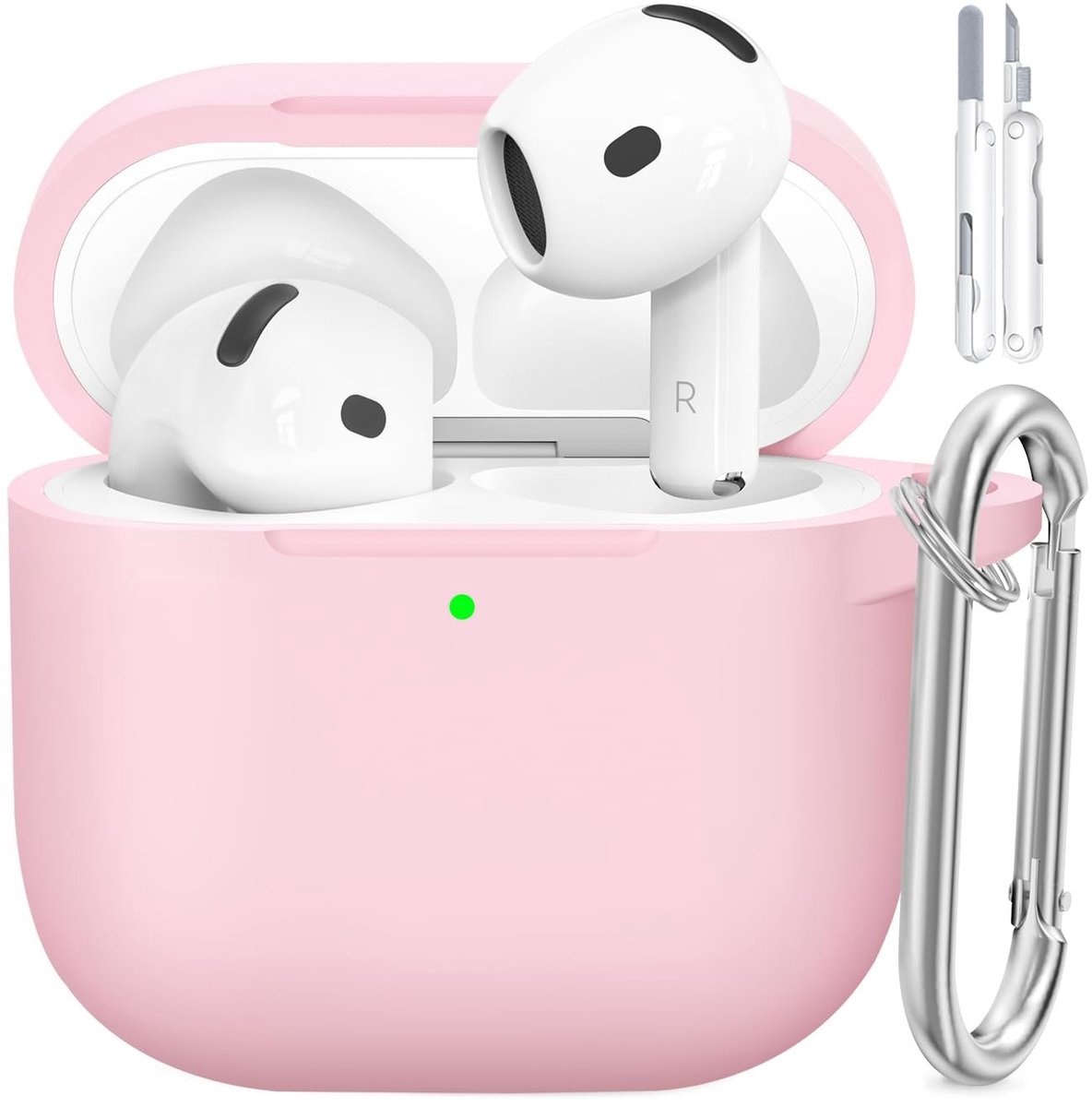 Solidchoice - Silicone Case voor AirPods 4 met Schoonmaakpen en Sleutelhanger