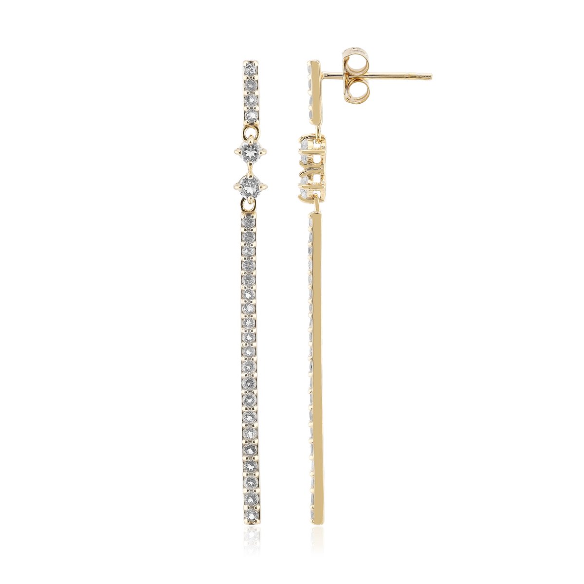 Cavill - Elegante Zilveren Oorbellen - 925 Sterling Zilver Verguld - Witte Nigeriaanse Topaas 0.92 ct - Ronde Geslepen Edelstenen - 51 mm