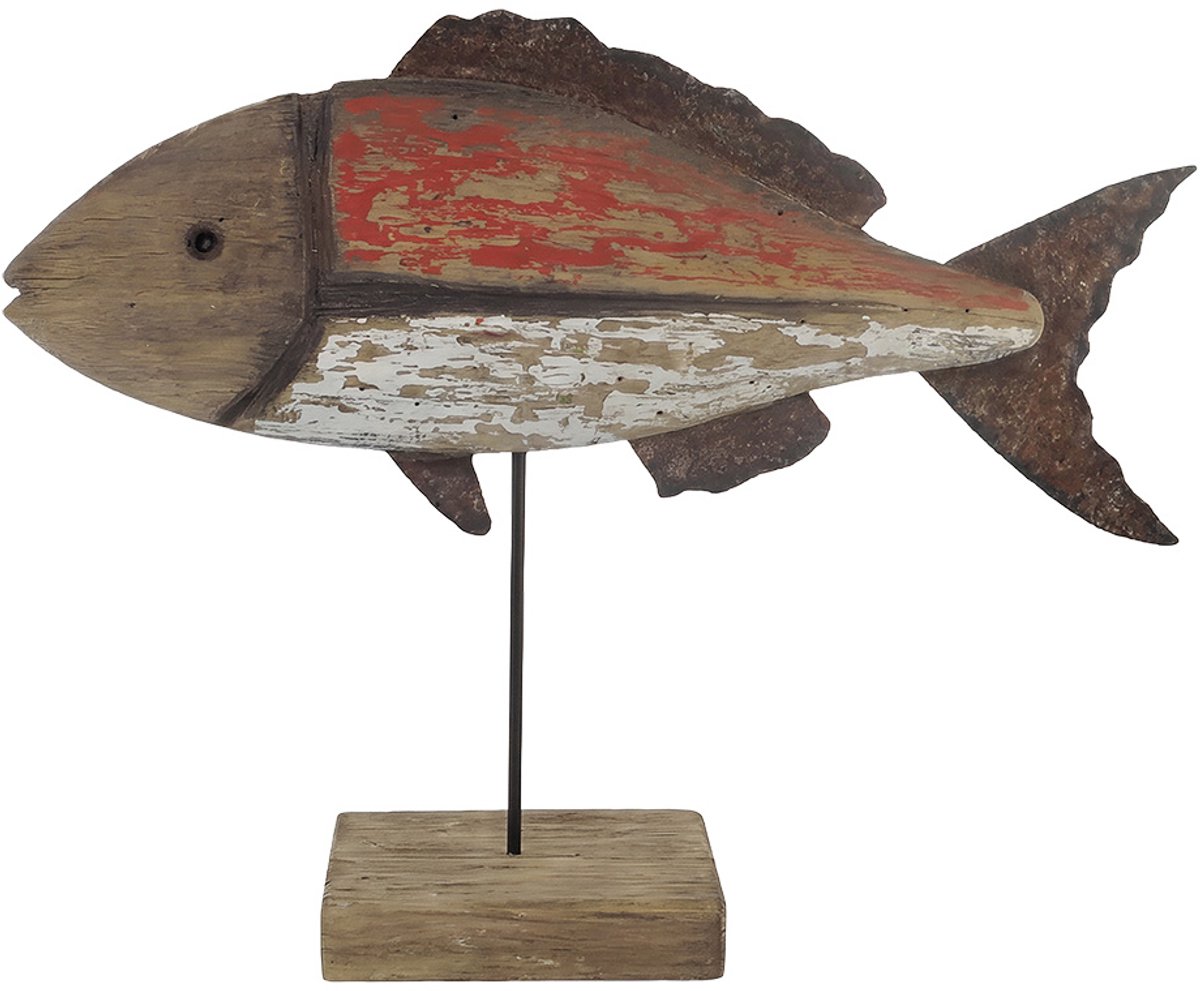 Clayre & Eef Decoratie Beeld Vis Bruin Hout