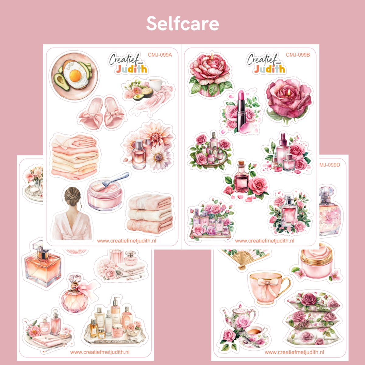 Bullet Journal Stickers - Planner Agenda Stickers - Selfcare stickers - 4 stickervellen - Scrapbook stickers - Deco stickers - Parfum stickers - volwassenen en kinderen