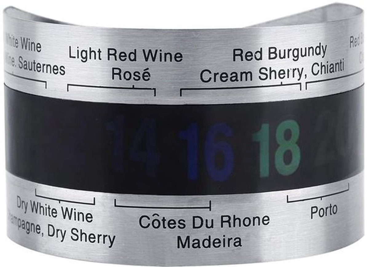 Wijntemperatuur - Roestvrijstalen thermometer - Compact en gebruiksvriendelijk - LCD-display - Geschikt voor wijn en bier - Perfect voor...