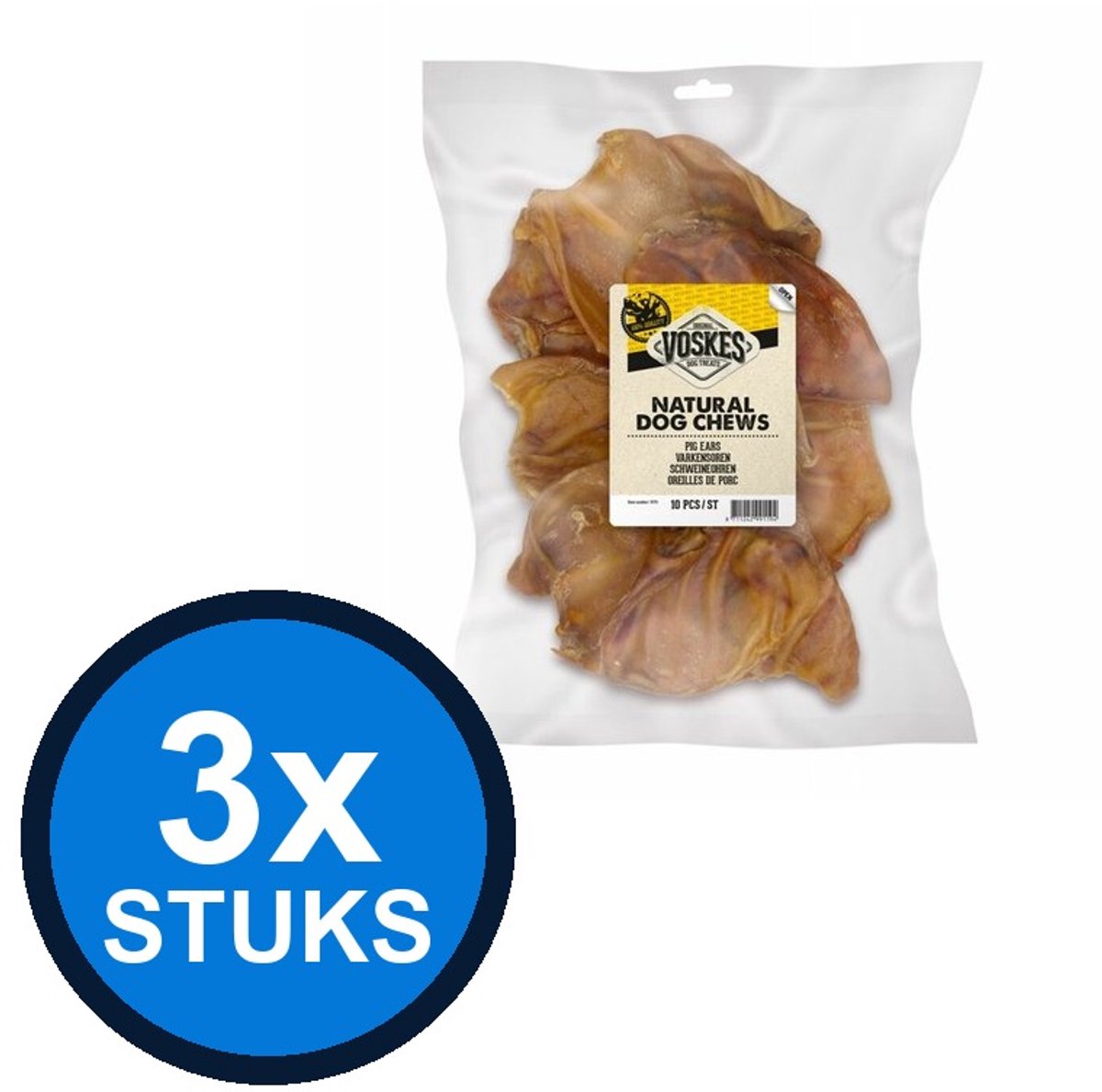 3x Voskes Varkensoren - Hondensnack - 8 stuks