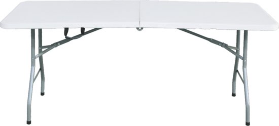 Campingtafel Klaptafel - Inklapbare tafel - Opvouwbare Tuintafel - Weerbestendig - Inclusief handvat - 180x70x74 (Wit) — afbeelding 4