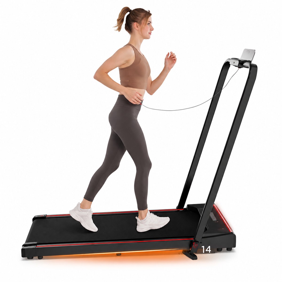 KungFu buy Opvouwbare Loopband 1400W Compact Fitnessapparaat met 3 Hellingsniveaus LCD Display 120 kg Belastbaar Thuisgebruik