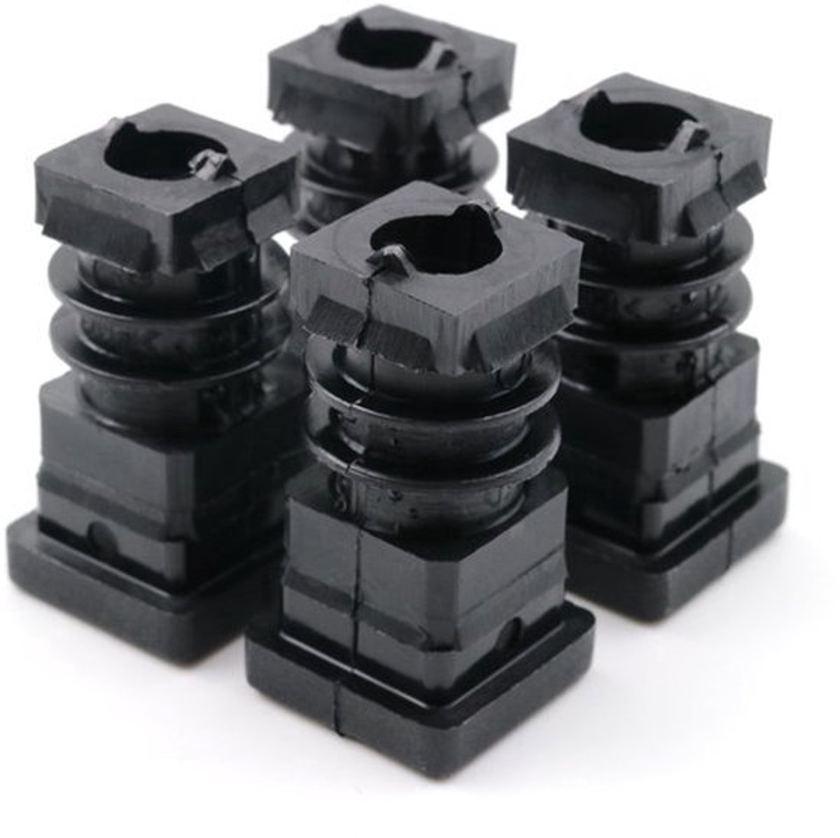 4x Schroefdraadstop - Vierkante Buisstoppen 20x20mm - M8 Binnenzijde - Polyamide en Verzinkt Staal
