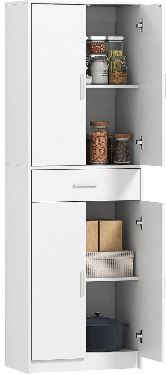 HOMCOM Keukenvoorraadkast - Spaanplaat - 60x35x180cm - Wit