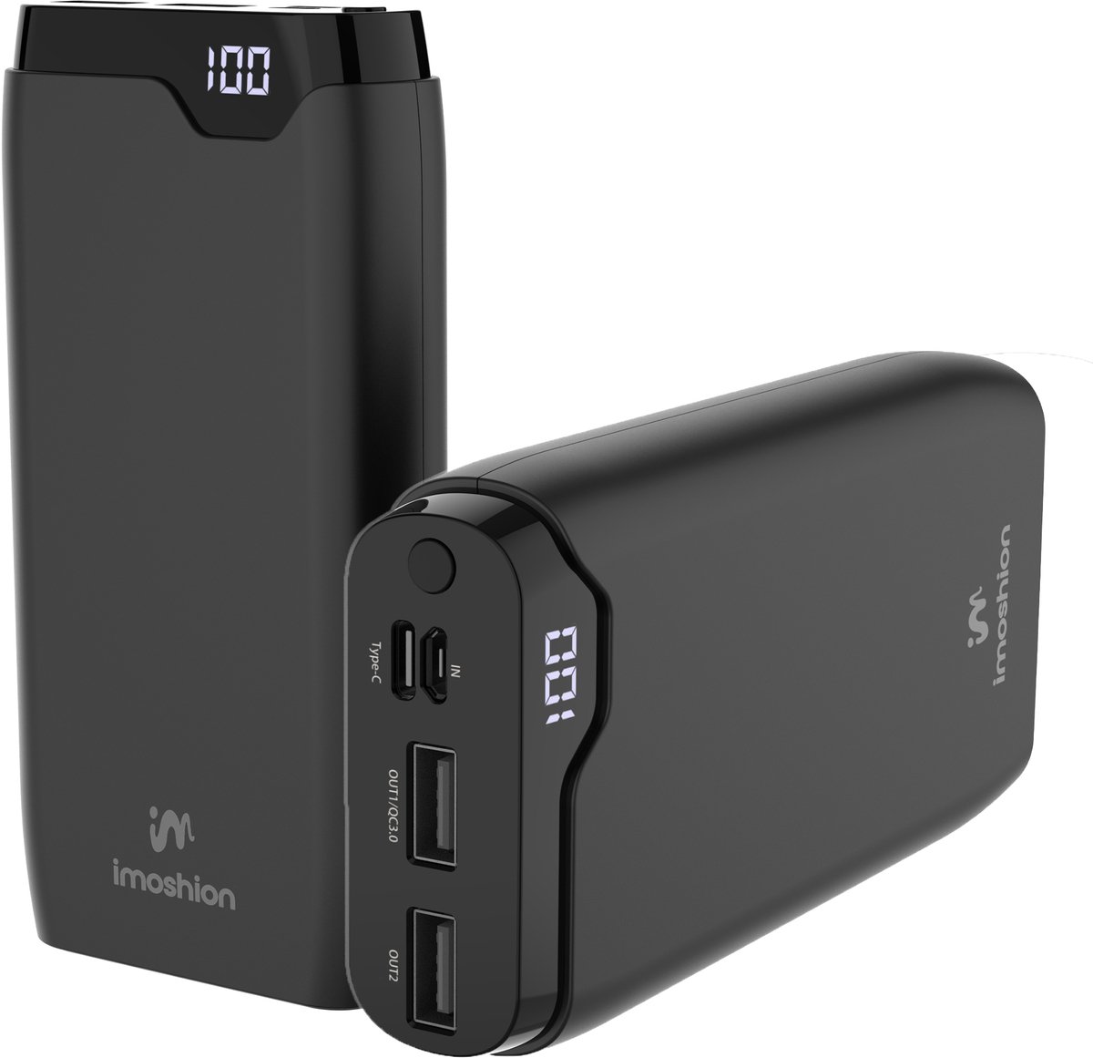 Bol.com imoshion® Powerbank 20000 mAh - 22.5W Snellader - USB C / USB A - LED Display - Powerbanks - Universeel - Noodpakket - Z... aanbieding