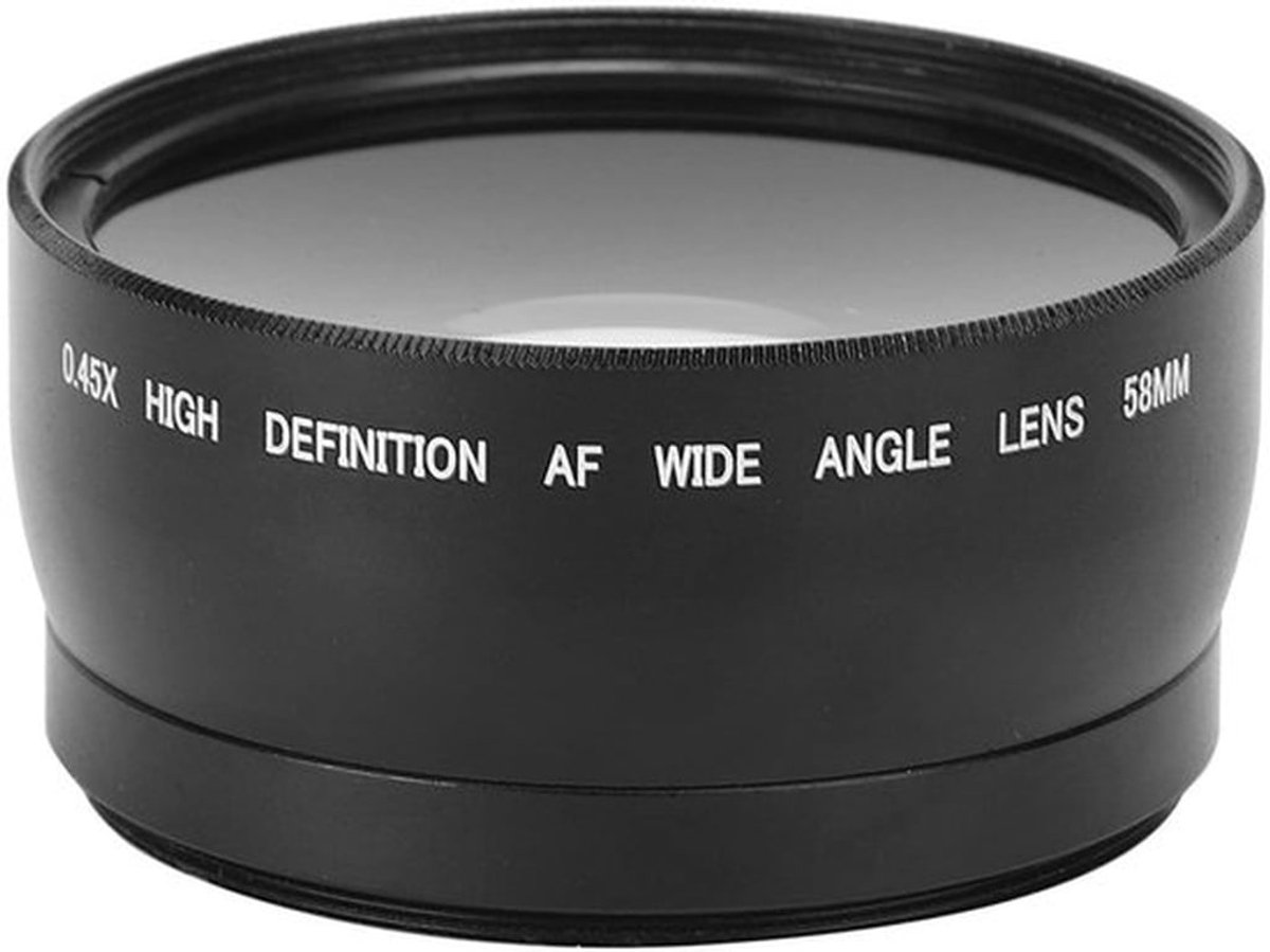 Groothoeklensadapter - 58 Mm Groothoeklens - Perfect voor Landschapsfotografie - 0,45x Vergroting - Geschikt voor Alle Cameralenzen - Gea...
