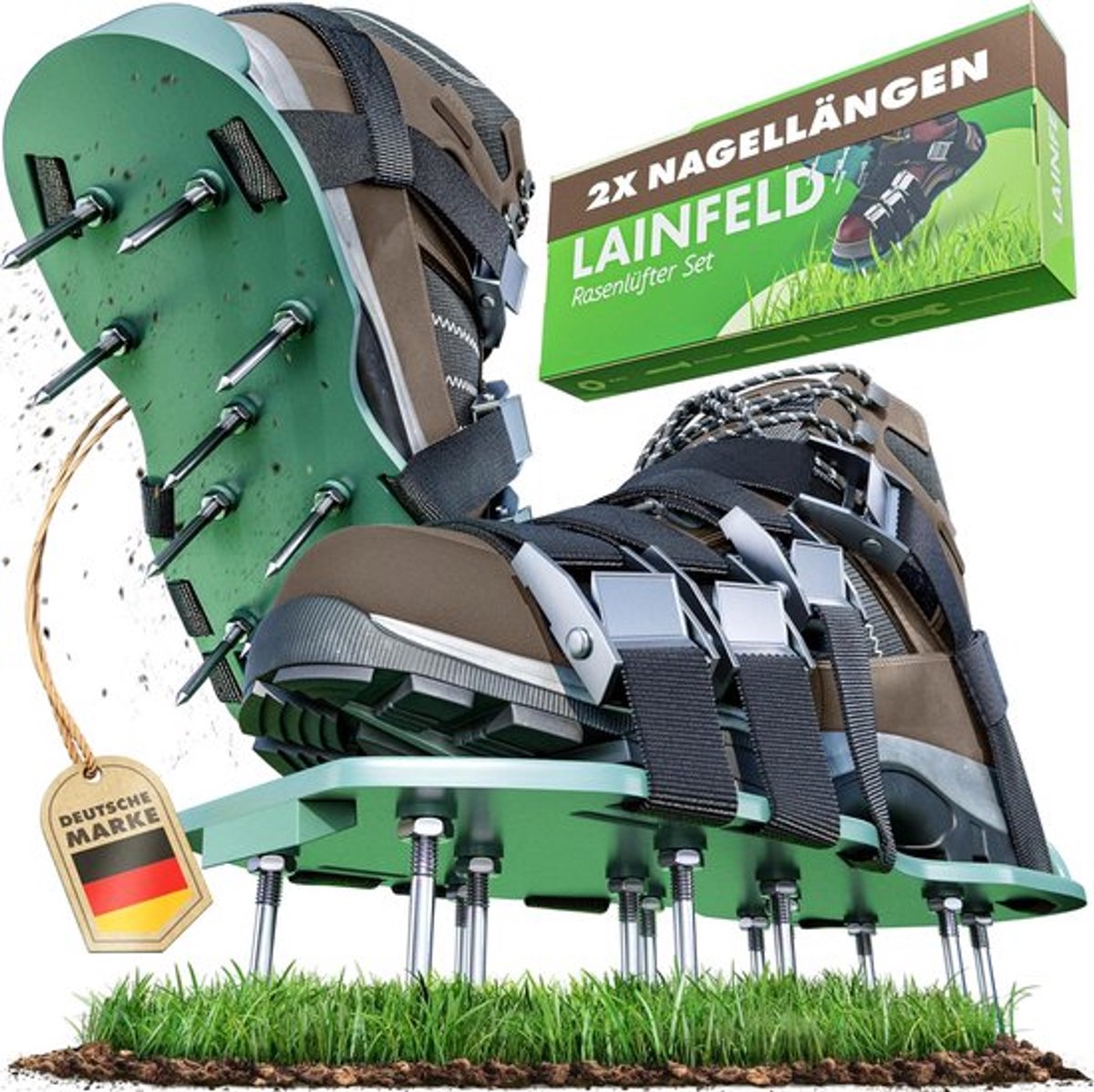 SnelShoppen - Lawn Aerator Schoenen | 4 Strap Grondbeluchter | Korte en Lange Spijkers | Aerificatie Tuinaccessoires | Ideaal voor Perfecte Grasgroei