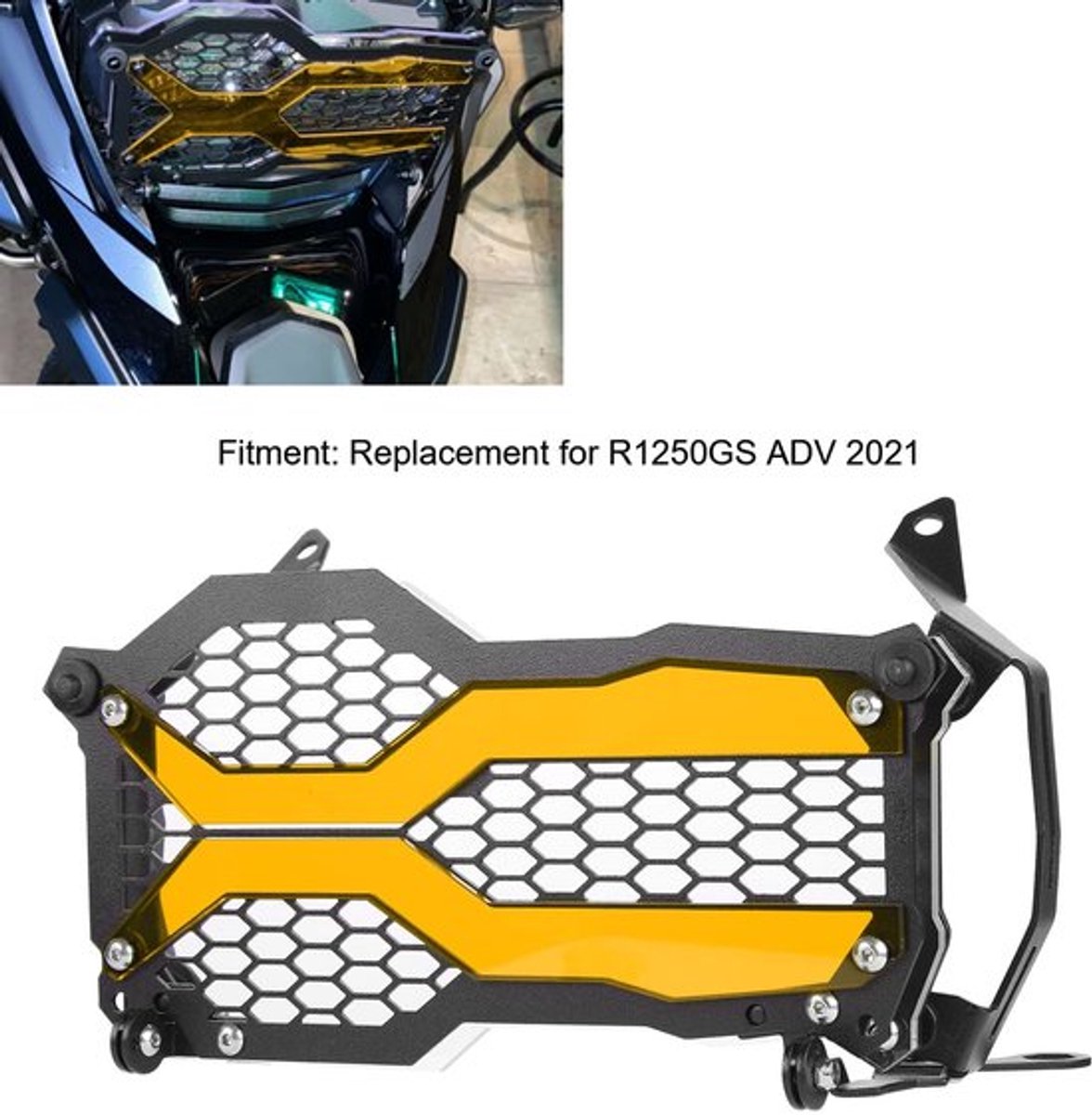 Koplamprooster Slijtvast - Koplampbeschermer - Roestvrij Staal/Acryl - Voor R1250GS ADV 2021 - Duurzaam - Effectieve Bescherming
