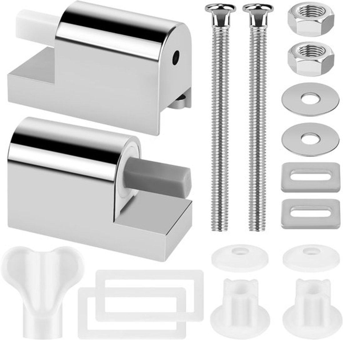 WC-bril bevestigingsset met zachte sluiting en scharnieren - Badkameraccessoire, installatieset, toilet accessoires