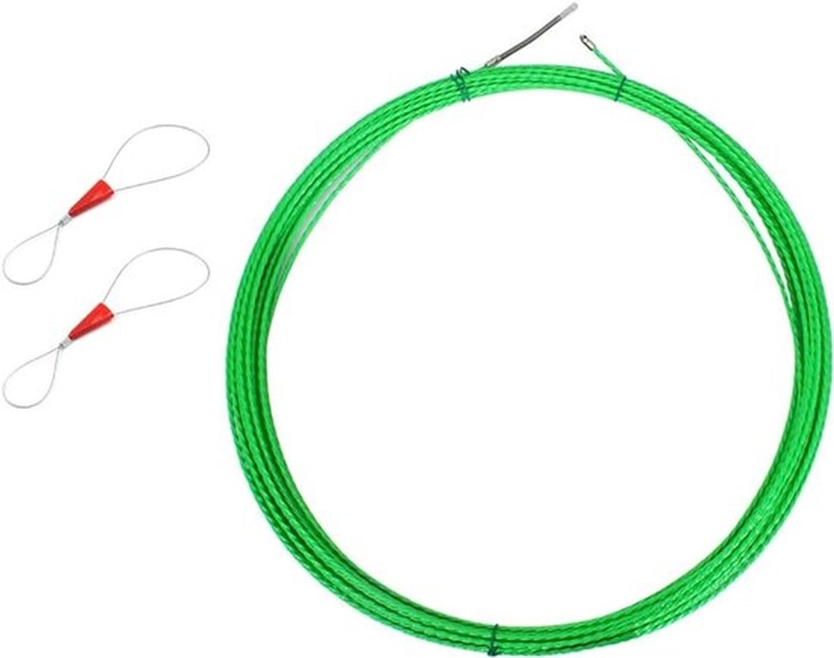 - Kabeltrekhulp - Spiraaltrekdraad - 20 meter - 4,5 mm geleidingsveren - Buizen leggen - Geschikt voor alle kabeltypen - Groen - Elektricien gereedschap
